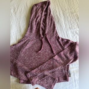 Gymshark Slounge Cropped Hoodie-Deep Plum Marl-Small